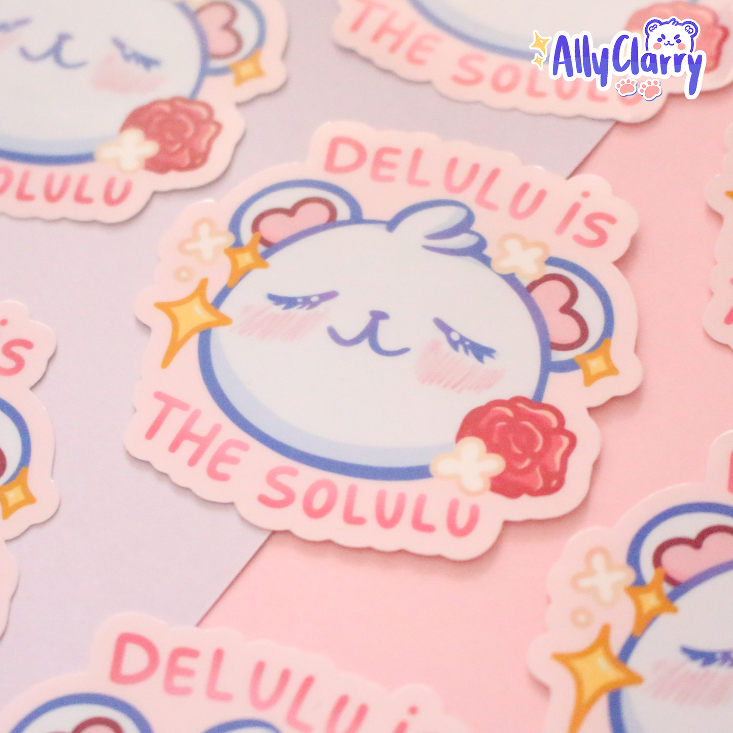 Delulu is the Solulu Chonkybear vinyl sticker