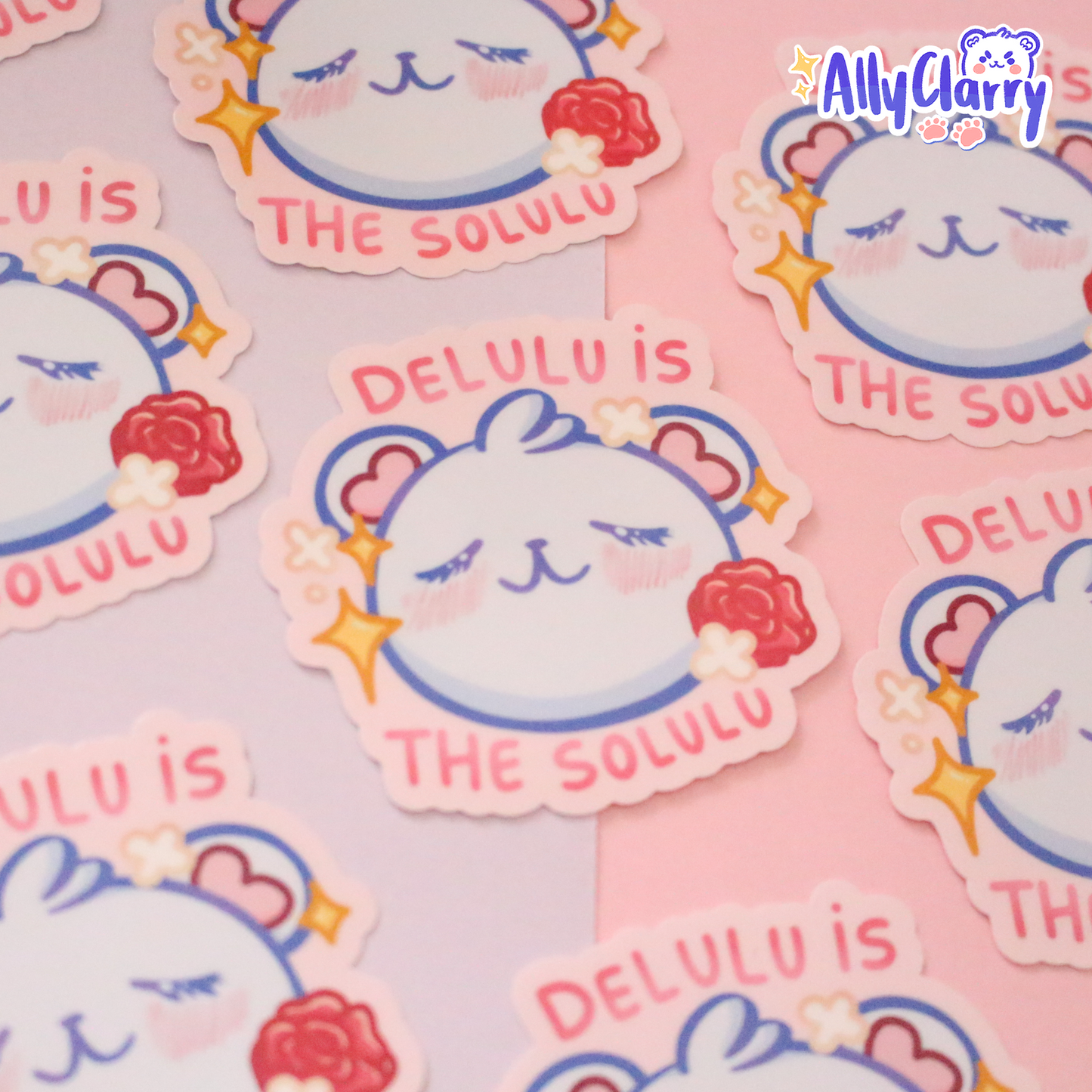 Delulu is the Solulu Chonkybear vinyl sticker