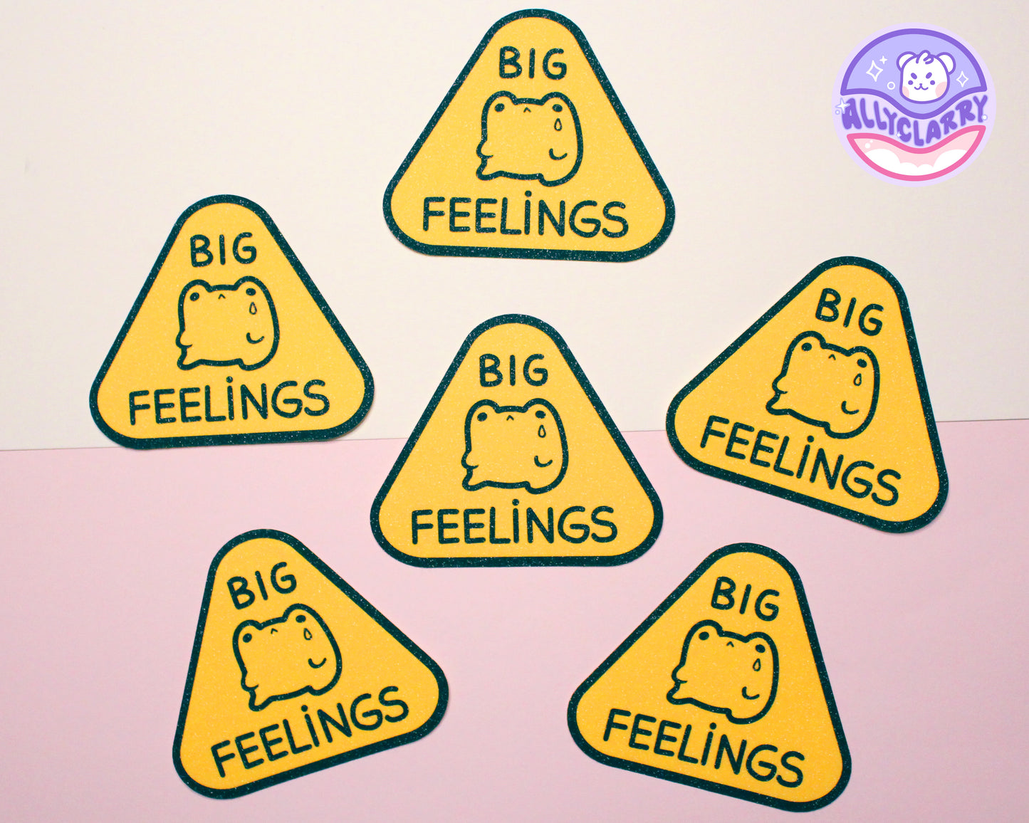 Big Feelings Frog glitter vinyl sticker