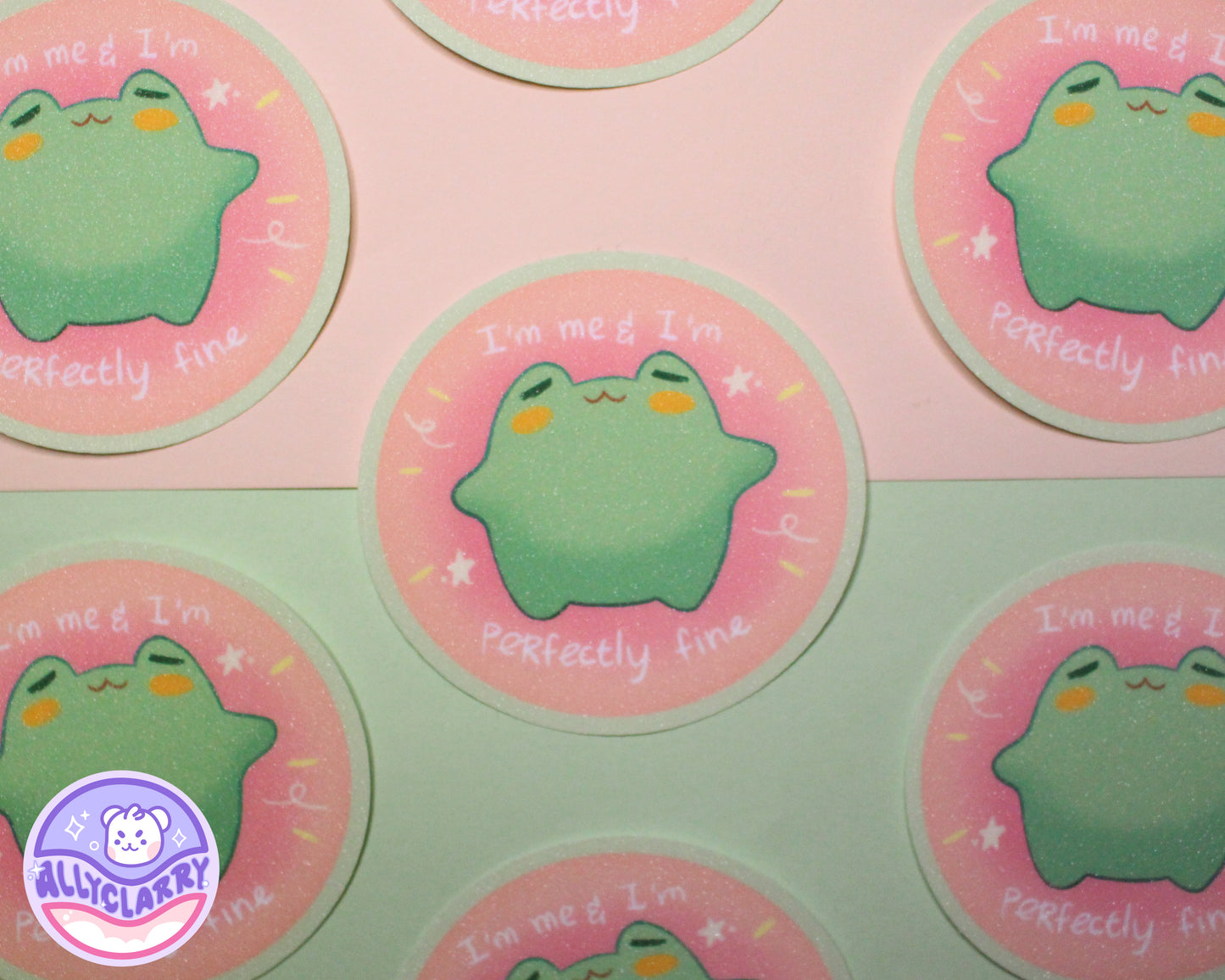Perfectly Fine Frog glitter vinyl sticker