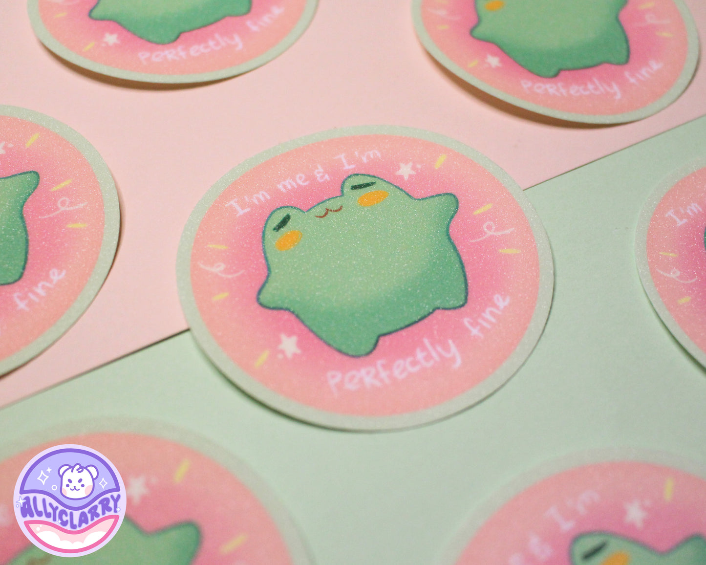 Perfectly Fine Frog glitter vinyl sticker