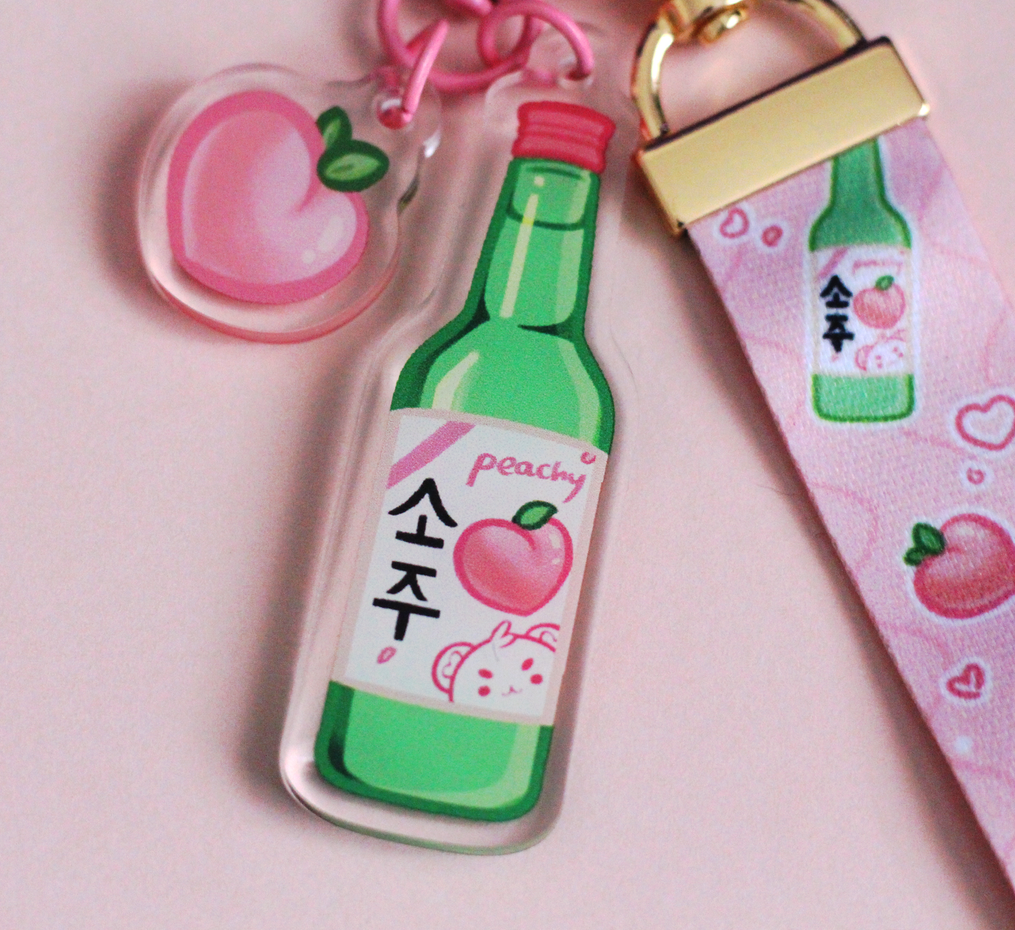 Peach Soju Lanyard Acrylic Charm