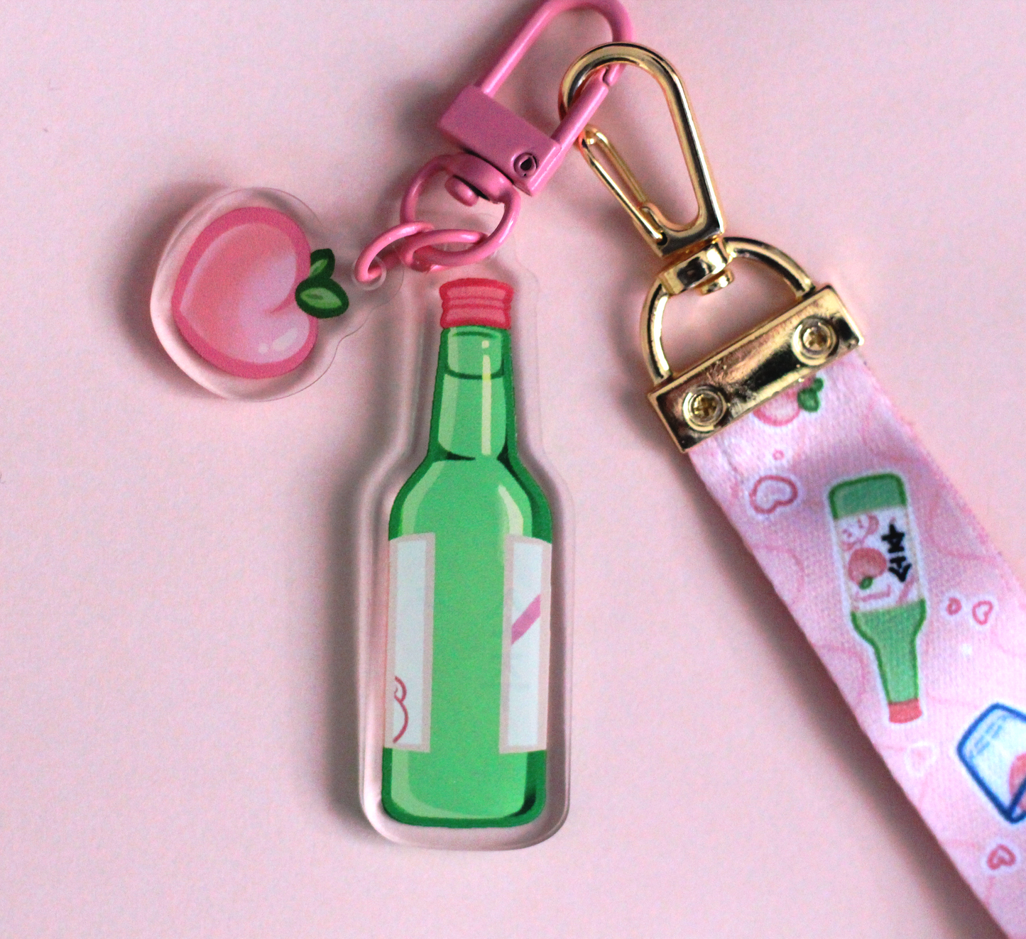 Peach Soju Lanyard Acrylic Charm