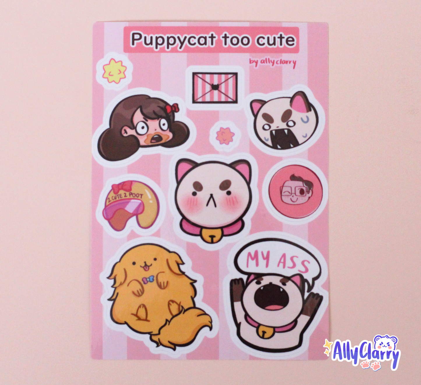Bee & Puppycat too cute Vinyl Sticker Sheet