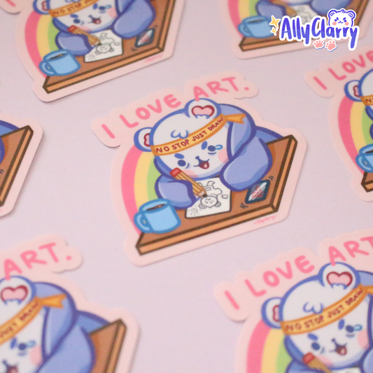 I Love Art Chonkybear vinyl sticker