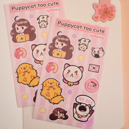 Bee & Puppycat too cute Vinyl Sticker Sheet