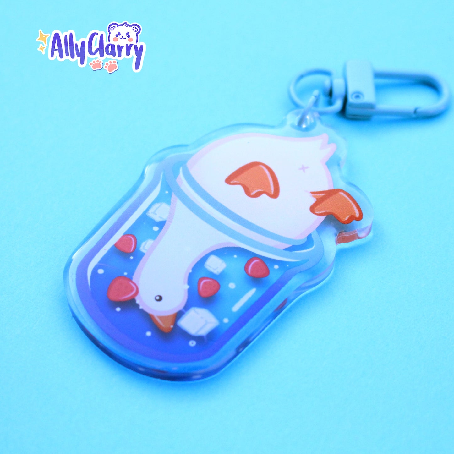 Duck & Strawberries Acrylic Charm