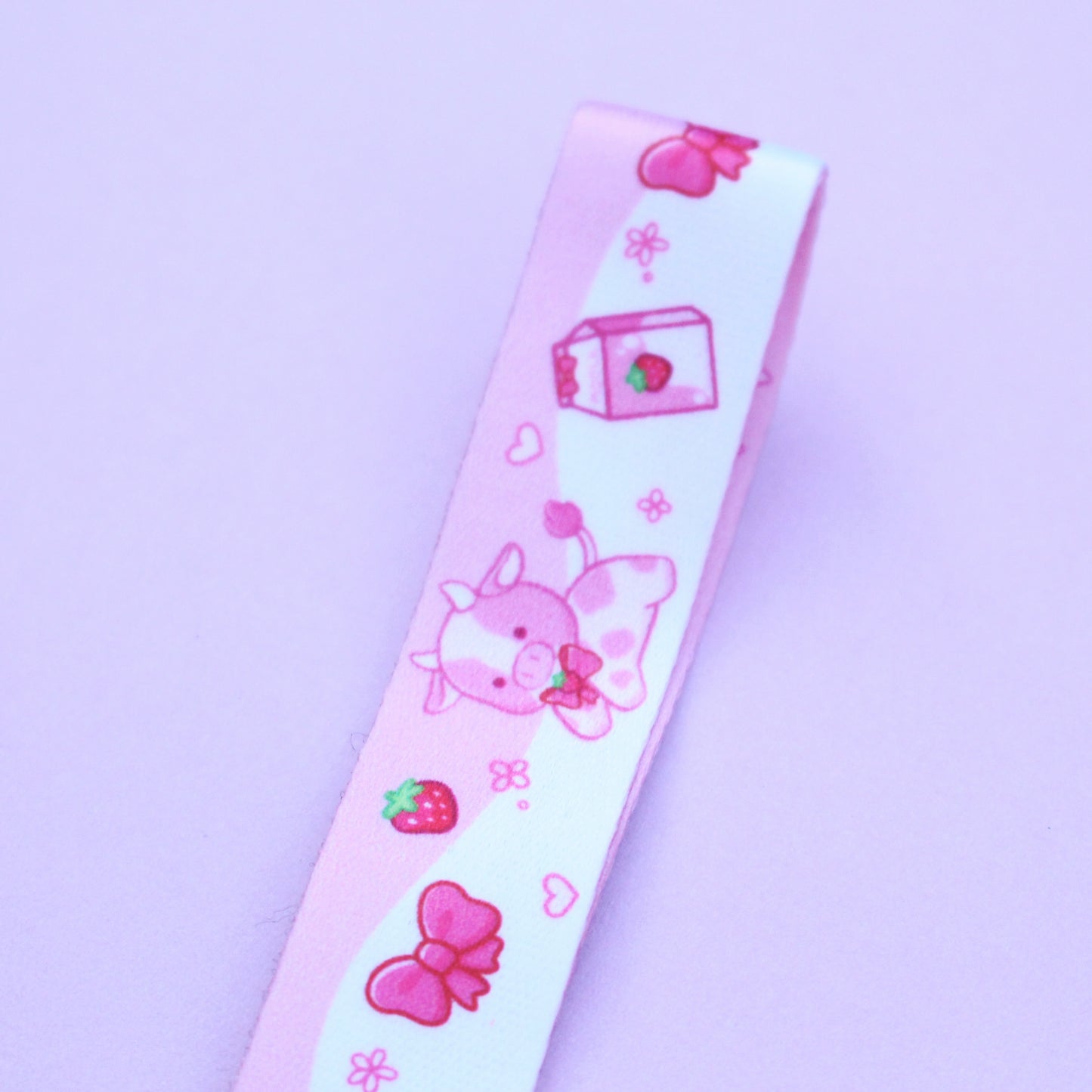 Strawberry Cow Lanyard Acrylic Charm