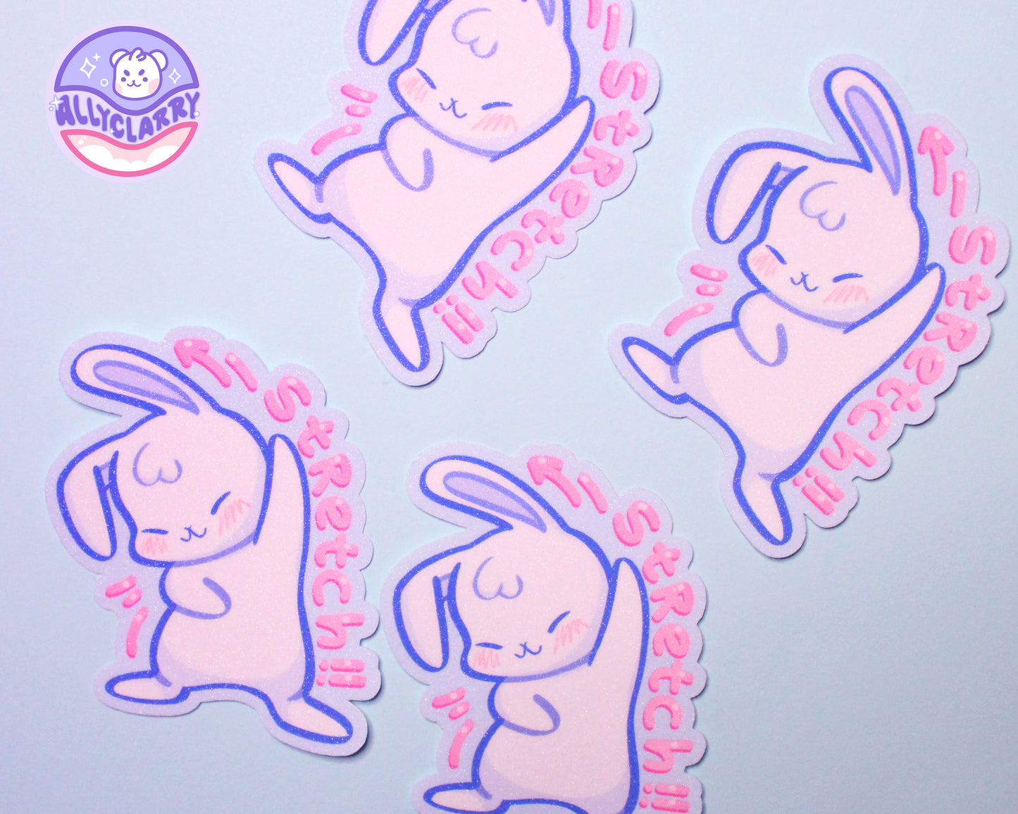 Stretch White Rabbit glitter vinyl sticker