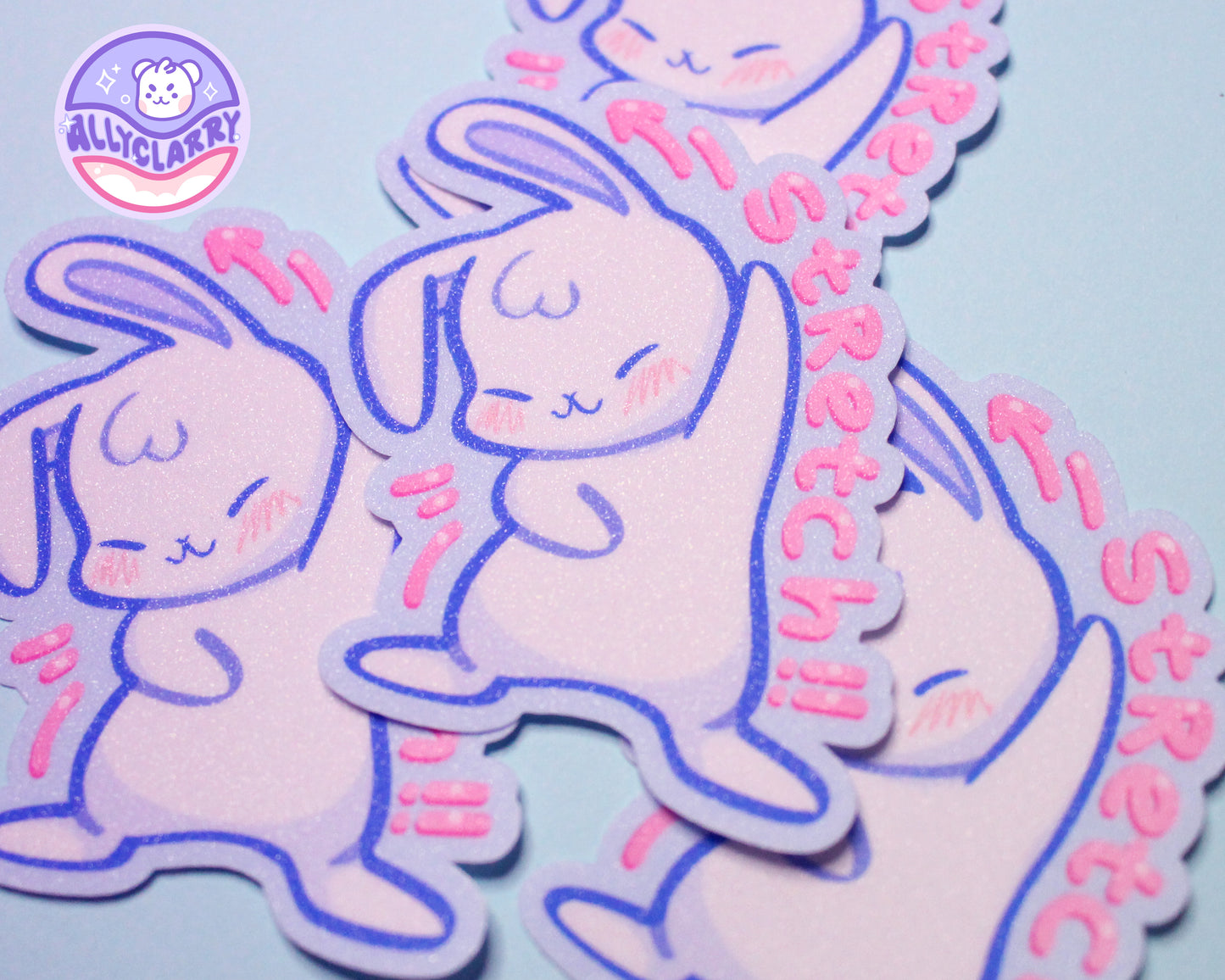 Stretch White Rabbit glitter vinyl sticker