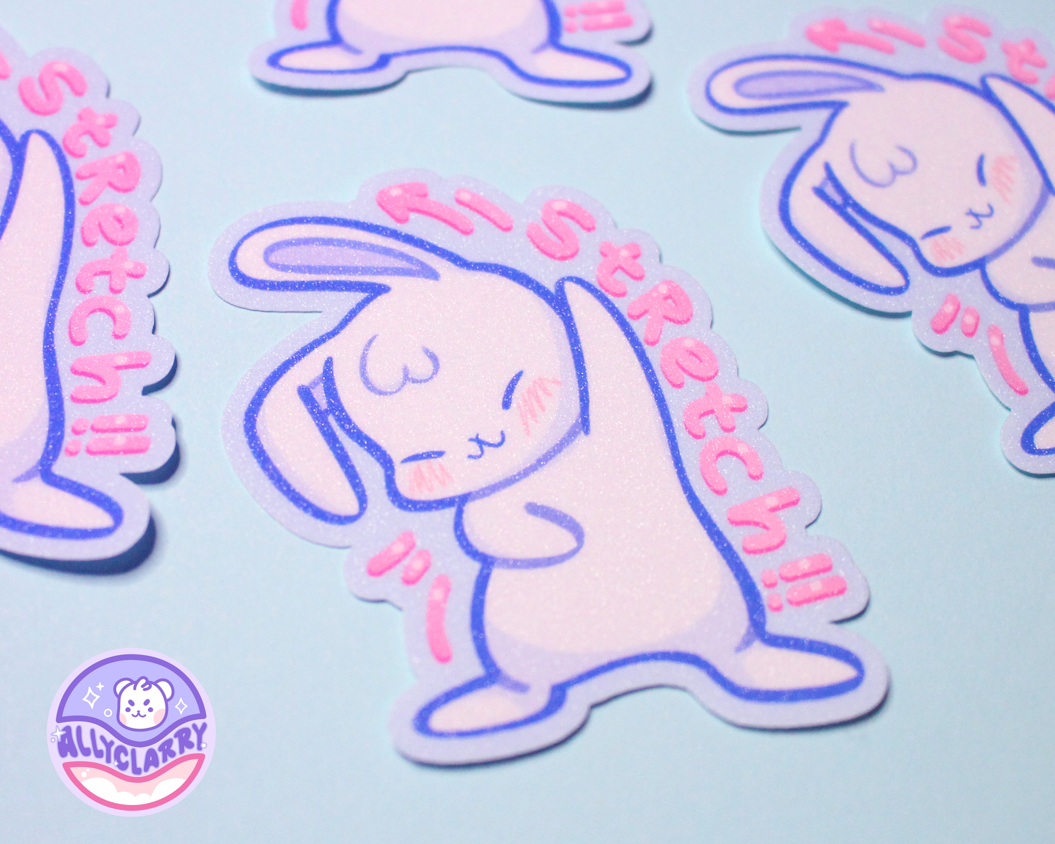 Stretch White Rabbit glitter vinyl sticker – AllyClarry Shop