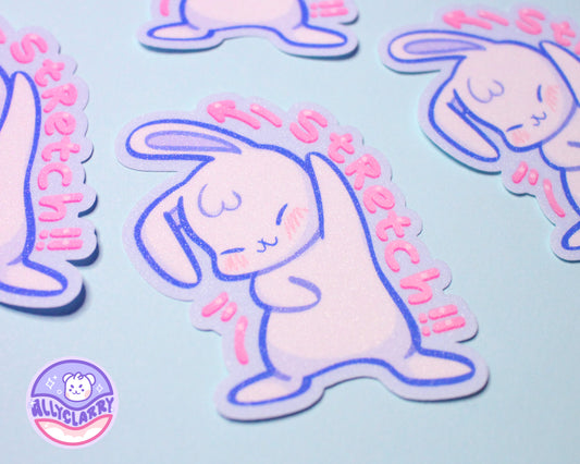 Stretch White Rabbit glitter vinyl sticker