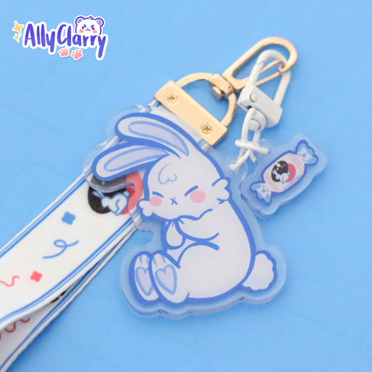 White Rabbit Landyard Acrylic Charm