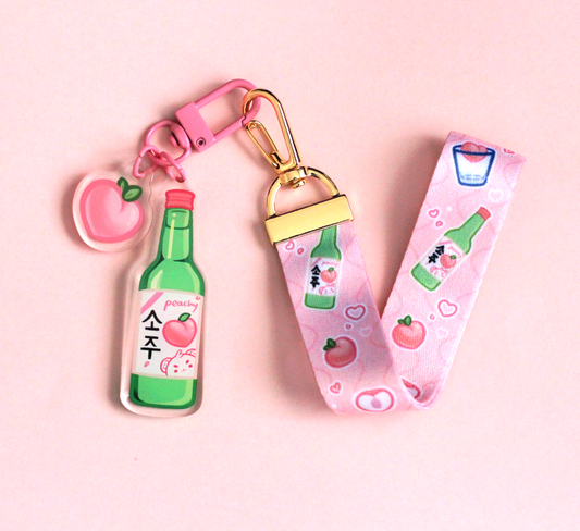 Peach Soju Lanyard Acrylic Charm